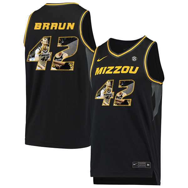 Missouri Tigers 42 Parker Braun Black Fashion College Basketball Jersey