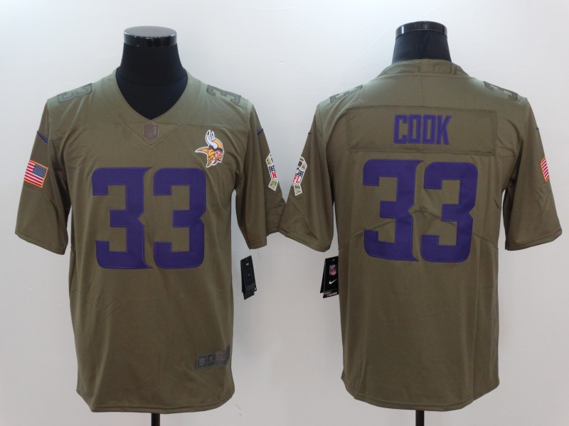 Nike Vikings 33 Dalvin Cook 2017 Olive Salute To Service Limited Jersey