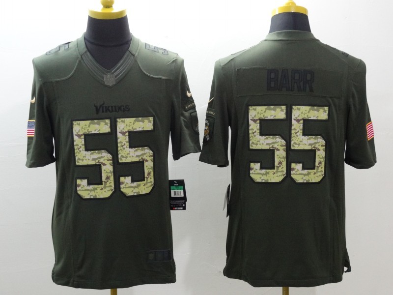 Nike Vikings 55 Anthony Barr Green Olive Salute To Service Limited Jersey