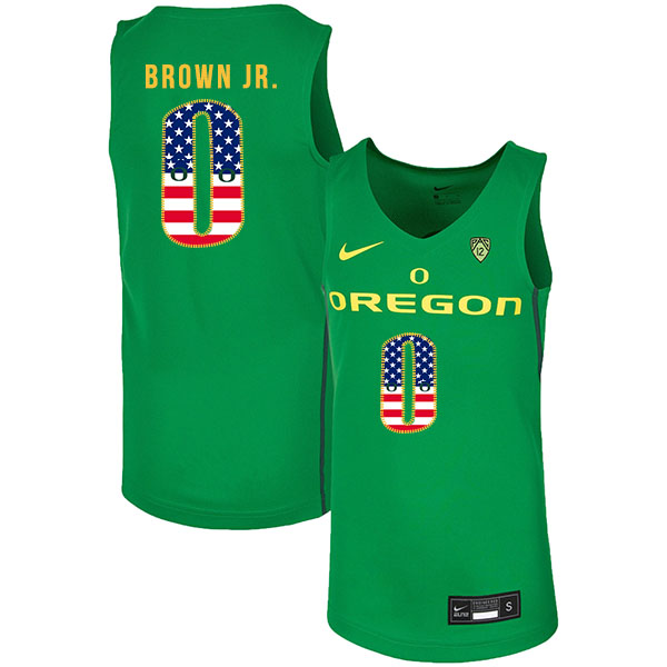 Oregon Ducks 0 Troy Brown Jr. Green USA Flag Nike College Basketball Jersey.jpeg