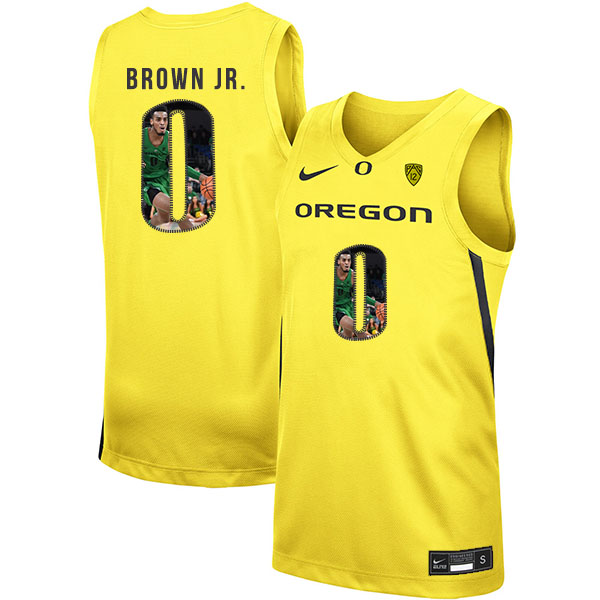 Oregon Ducks 0 Troy Brown Jr. Yellow Fashion Nike College Basketball Jersey.jpeg