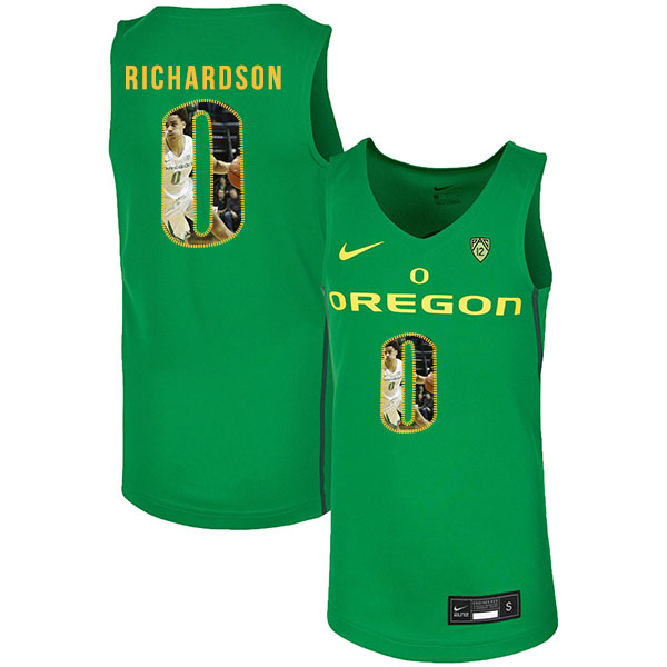 Oregon Ducks 0 Will Richardson Green Fashion Nike College Basketball Jersey
