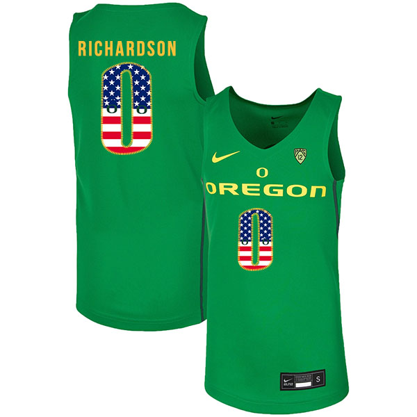 Oregon Ducks 0 Will Richardson Green USA Flag Nike College Basketball Jersey