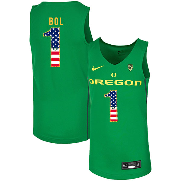 Oregon Ducks 1 Bol Bol Green USA Flag Nike College Basketball Jersey