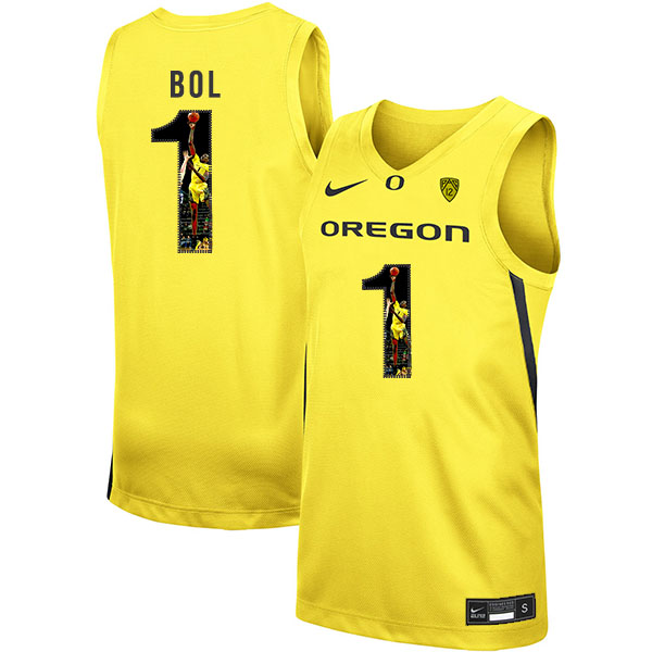 Oregon Ducks 1 Bol Bol Yellow Fashion Nike College Basketball Jersey