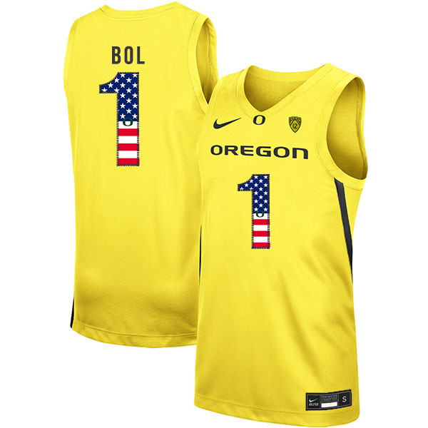 Oregon Ducks 1 Bol Bol Yellow USA Flag Nike College Basketball Jersey