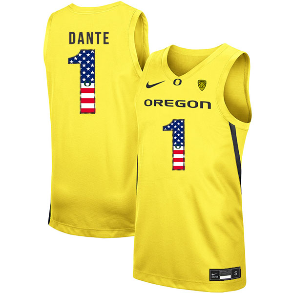 Oregon Ducks 1 N'Faly Dante Yellow USA Flag Nike College Basketball Jersey