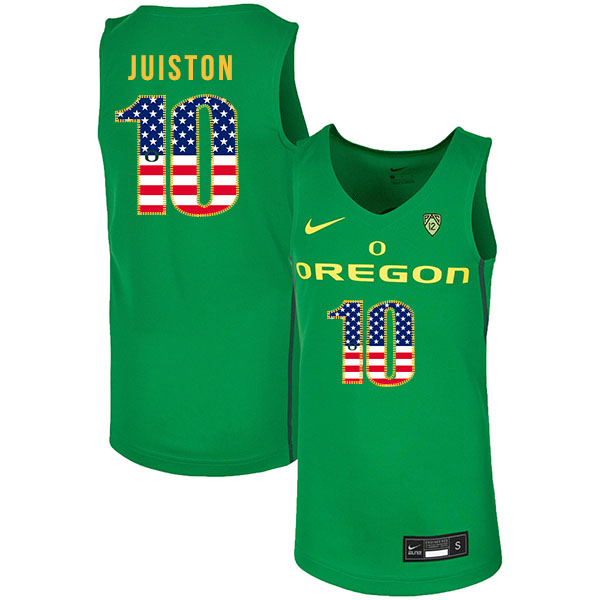 Oregon Ducks 10 Shakur Juiston Green USA Flag Nike College Basketball Jersey