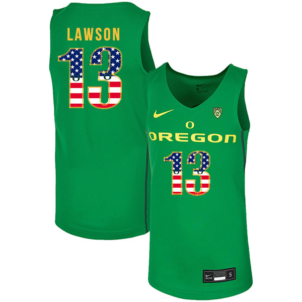 Oregon Ducks 13 Chandler Lawson Green USA Flag Nike College Basketball Jersey