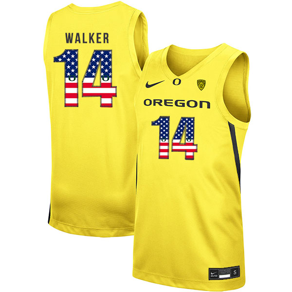 Oregon Ducks 14 C.J. Walker Yellow USA Flag Nike College Basketball Jersey.jpeg