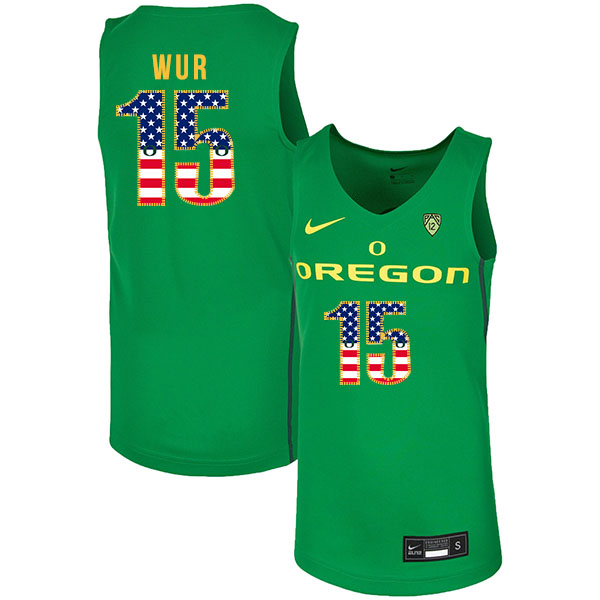 Oregon Ducks 15 Lok Wur Green USA Flag Nike College Basketball Jersey