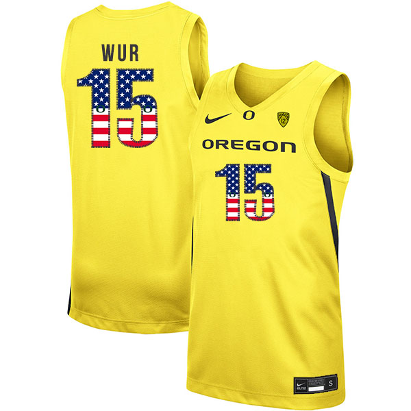 Oregon Ducks 15 Lok Wur Yellow USA Flag Nike College Basketball Jersey