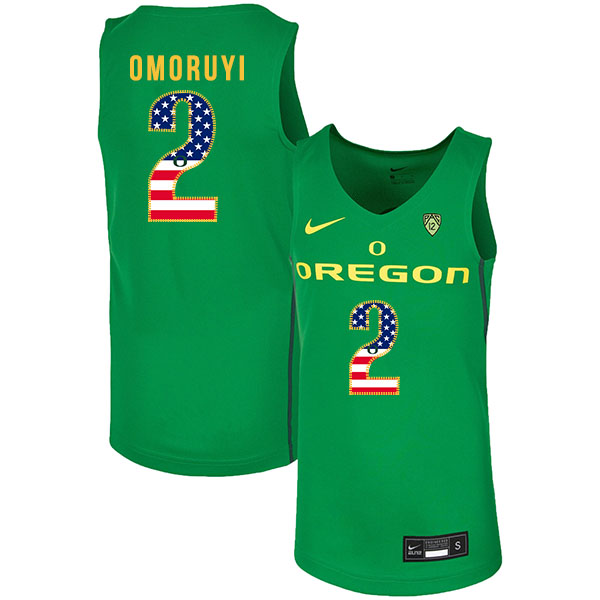Oregon Ducks 2 Eugene Omoruyi Green USA Flag Nike College Basketball Jersey