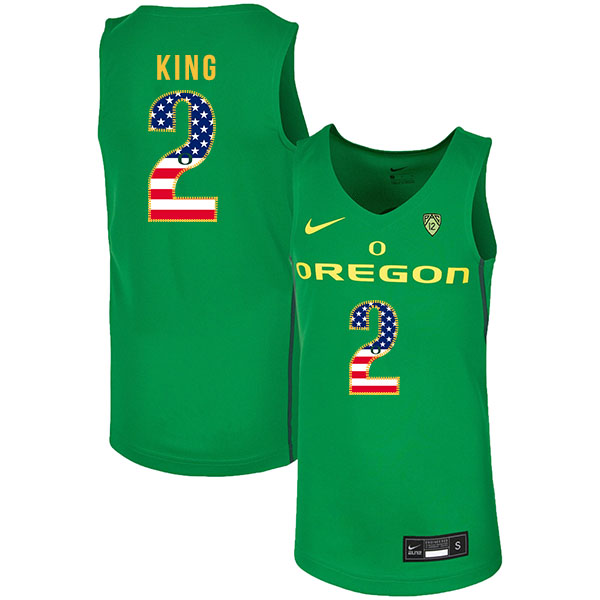 Oregon Ducks 2 Louis King Green USA Flag Nike College Basketball Jersey
