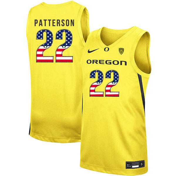Oregon Ducks 22 Addison Patterson Yellow USA Flag Nike College Basketball Jersey