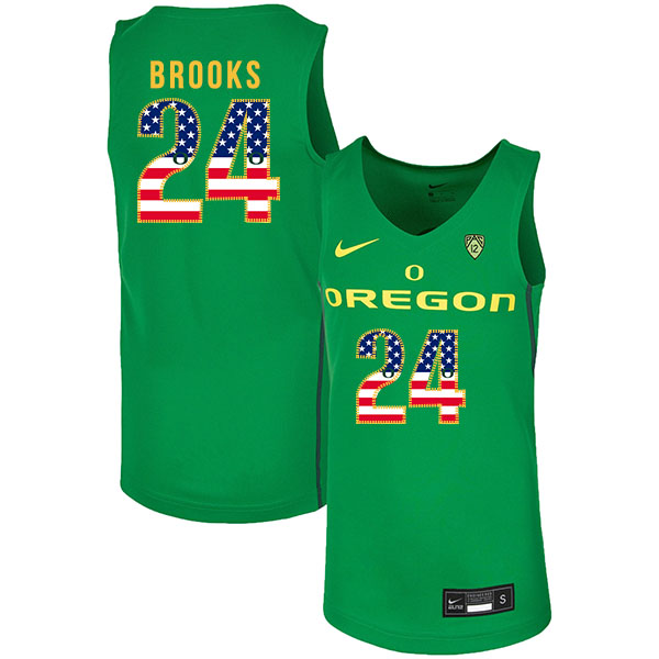 Oregon Ducks 24 Dillon Brooks Green USA Flag Nike College Basketball Jersey