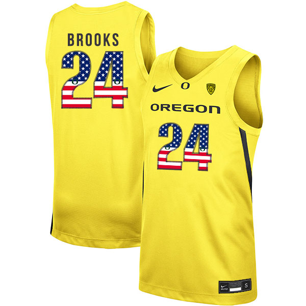Oregon Ducks 24 Dillon Brooks Yellow USA Flag Nike College Basketball Jersey