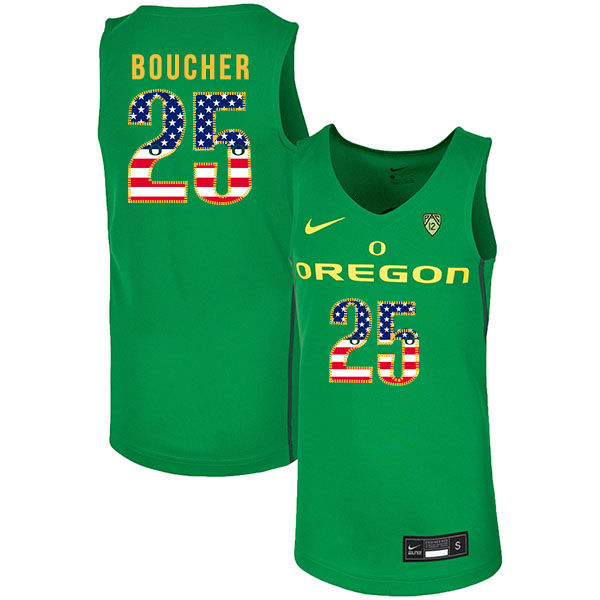 Oregon Ducks 25 Chris Boucher Green USA Flag Nike College Basketball Jersey