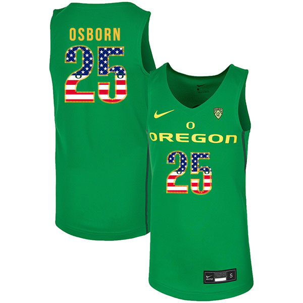 Oregon Ducks 25 Luke Osborn Green USA Flag Nike College Basketball Jersey