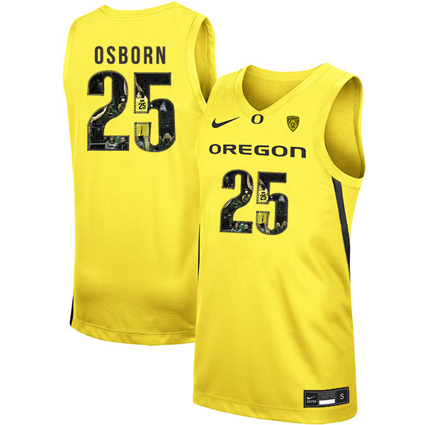 Oregon Ducks 25 Luke Osborn Yellow Fashion Nike College Basketball Jersey