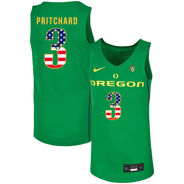 Oregon Ducks 3 Payton Pritchard Green USA Flag Nike College Basketball Jersey