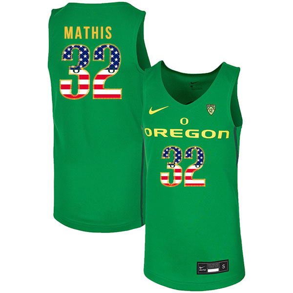 Oregon Ducks 32 Anthony Mathis Green USA Flag Nike College Basketball Jersey