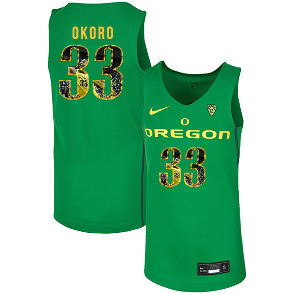 Oregon Ducks 33 Francis Okoro Green Fashion Nike College Basketball Jersey