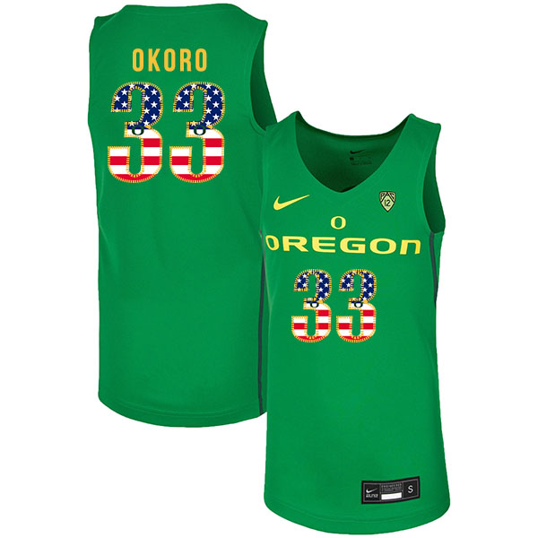 Oregon Ducks 33 Francis Okoro Green USA Flag Nike College Basketball Jersey