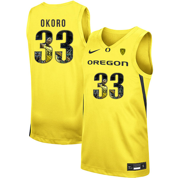 Oregon Ducks 33 Francis Okoro Yellow Fashion Nike College Basketball Jersey