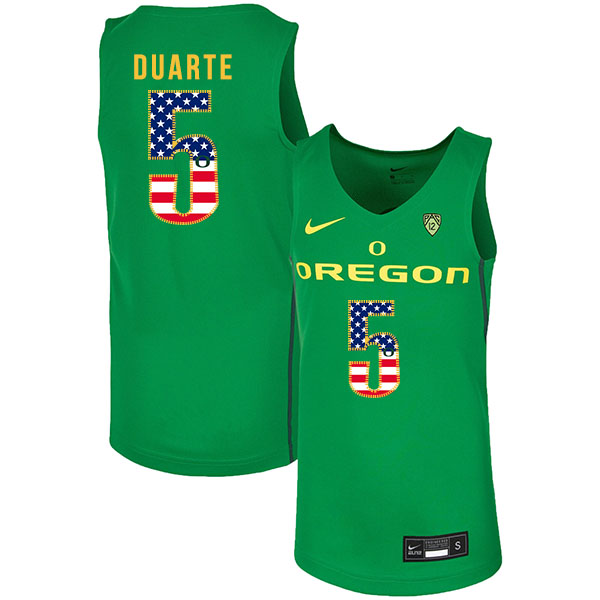 Oregon Ducks 5 Chris Duarte Green USA Flag Nike College Basketball Jersey