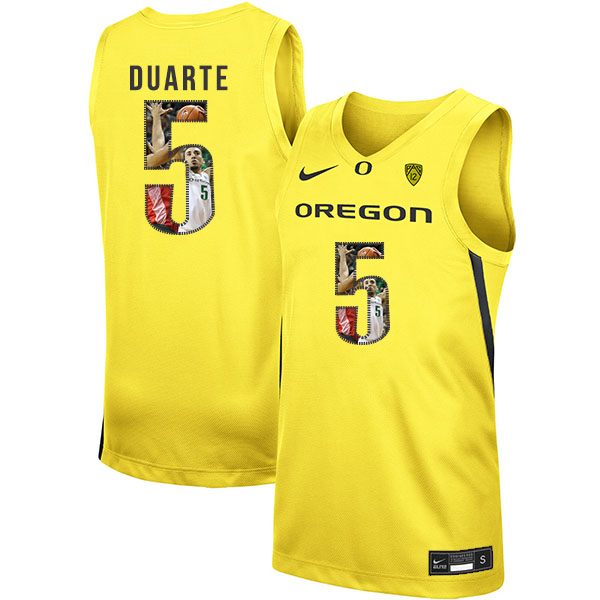 Oregon Ducks 5 Chris Duarte Yellow Fashion Nike College Basketball Jersey