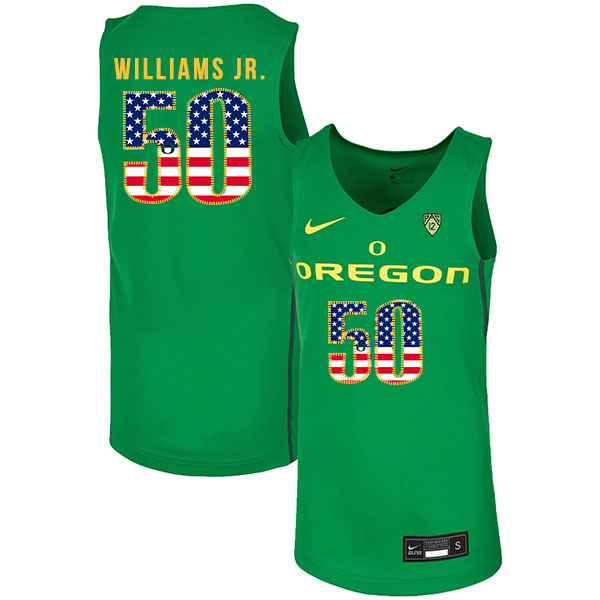Oregon Ducks 50 Eric Williams Jr. Green USA Flag Nike College Basketball Jersey.jpeg
