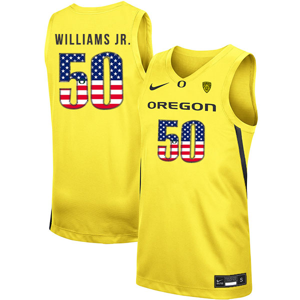 Oregon Ducks 50 Eric Williams Jr. Yellow USA Flag Nike College Basketball Jersey.jpeg