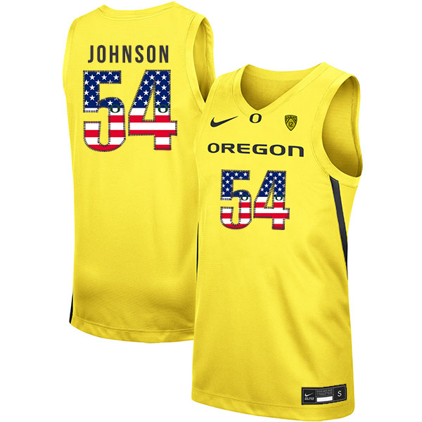 Oregon Ducks 54 Will Johnson Yellow USA Flag Nike College Basketball Jersey