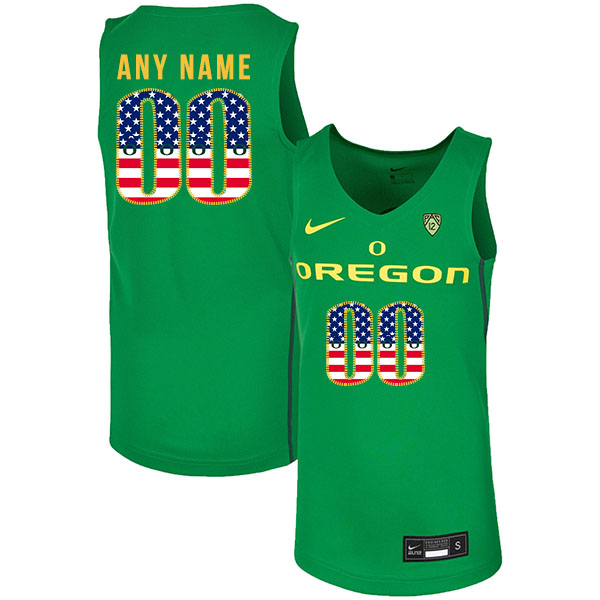 Oregon Ducks Customized Green USA Flag Nike College Basketball Jersey