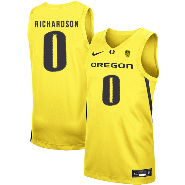 Oregon Ducks 0 Will Richardson Yellow Nike College Basketball Jersey