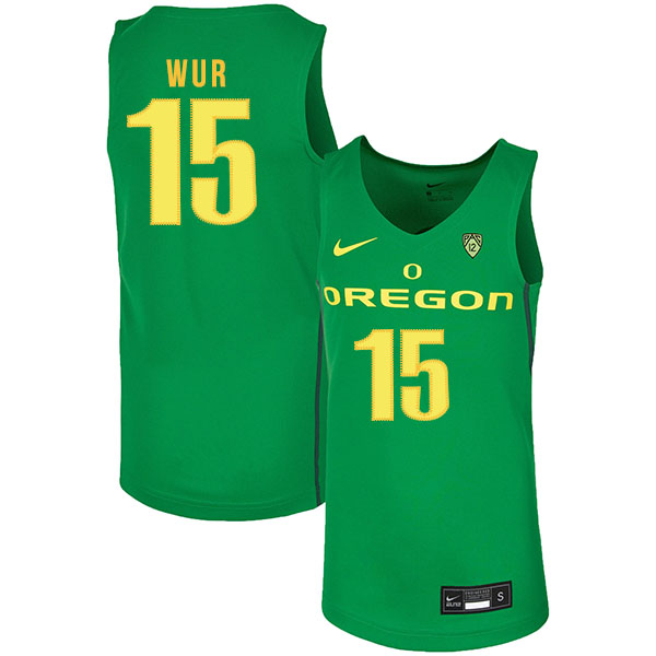 Oregon Ducks 15 Lok Wur Green Nike College Basketball Jersey