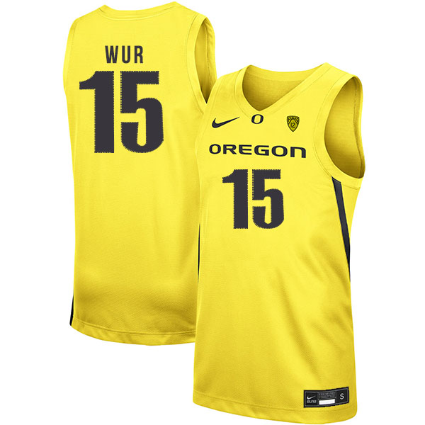 Oregon Ducks 15 Lok Wur Yellow Nike College Basketball Jersey