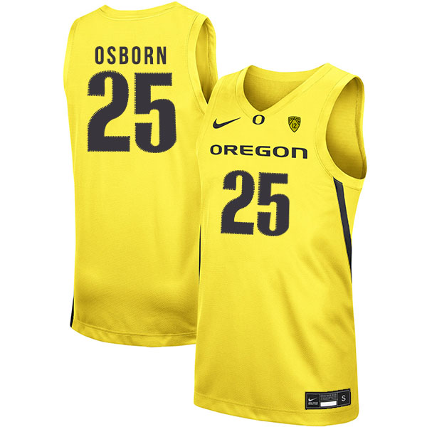 Oregon Ducks 25 Luke Osborn Yellow Nike College Basketball Jersey