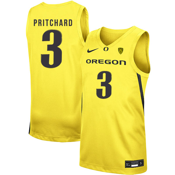 Oregon Ducks 3 Payton Pritchard Yellow Nike College Basketball Jersey