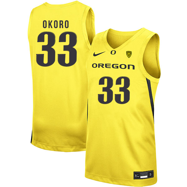 Oregon Ducks 33 Francis Okoro Yellow Nike College Basketball Jersey