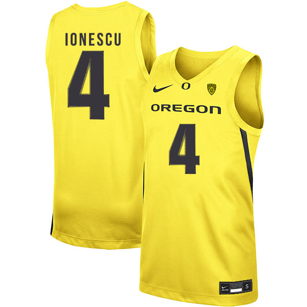 Oregon Ducks 4 Eddy Ionescu Yellow Nike College Basketball Jersey