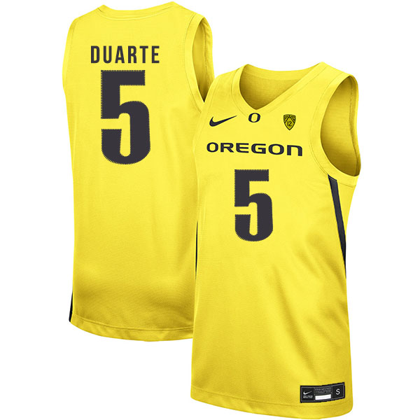 Oregon Ducks 5 Chris Duarte Yellow Nike College Basketball Jersey