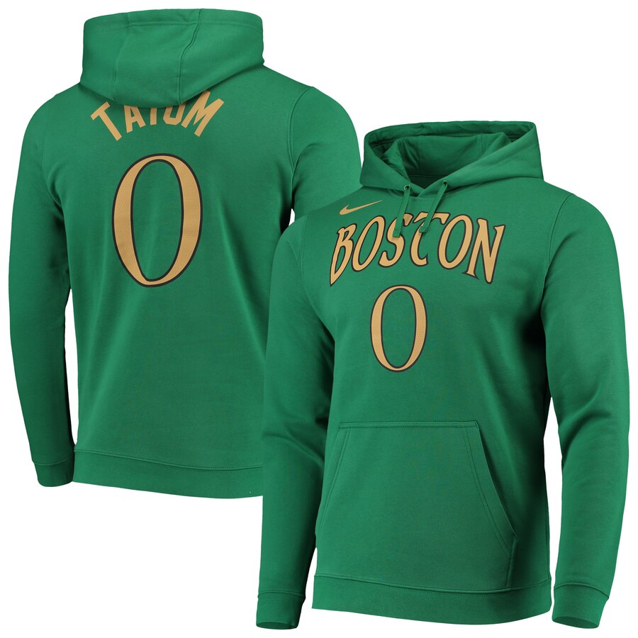Boston Celtics 0 Jayson Tatum Nike 2019-20 City Edition Name & Number Team Pullover Hoodie Kelly Green
