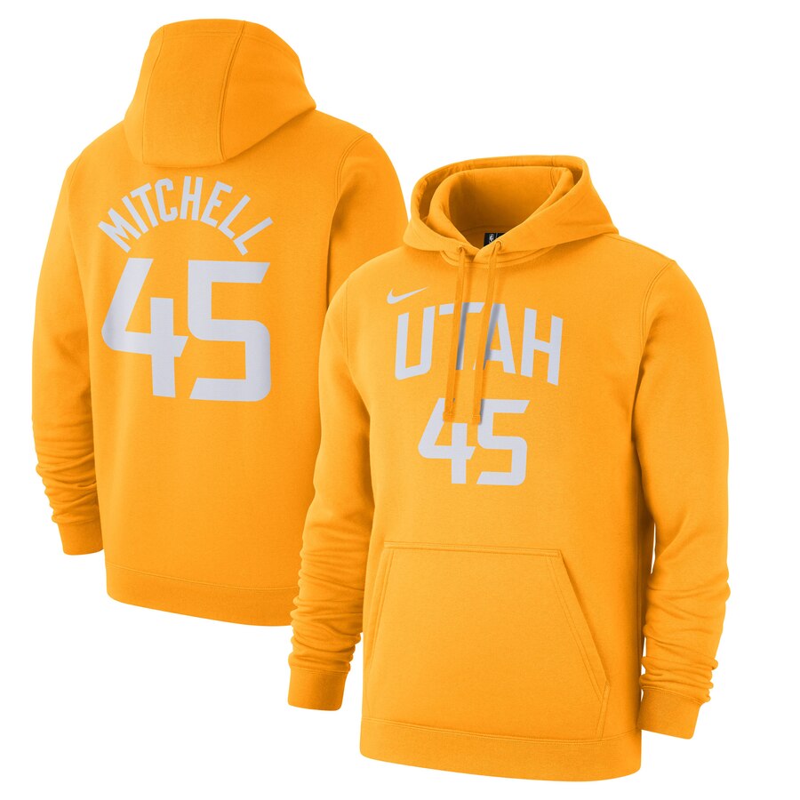 Utah Jazz 45 Donovan Mitchell Nike 2019-20 City Edition Name & Number Pullover Hoodie Gold