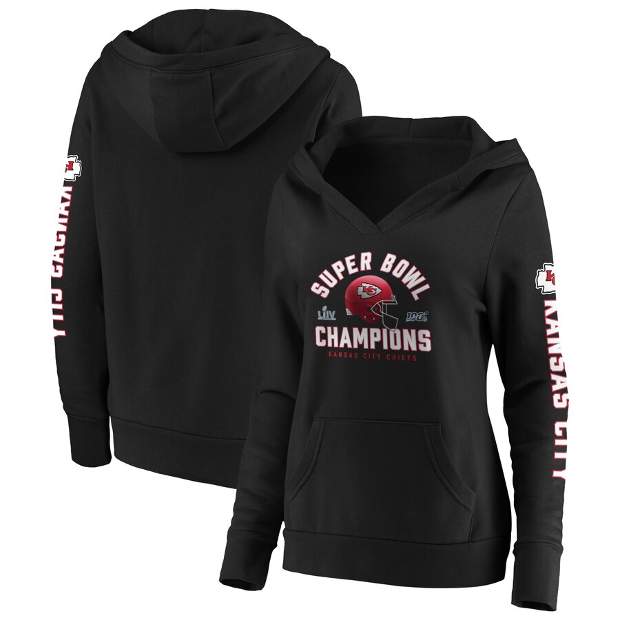 Kansas City Chiefs NFL Pro Line by Fanatics Branded Women's Super Bowl LIV Champions Lateral Pullover Hoodie Black.jpeg