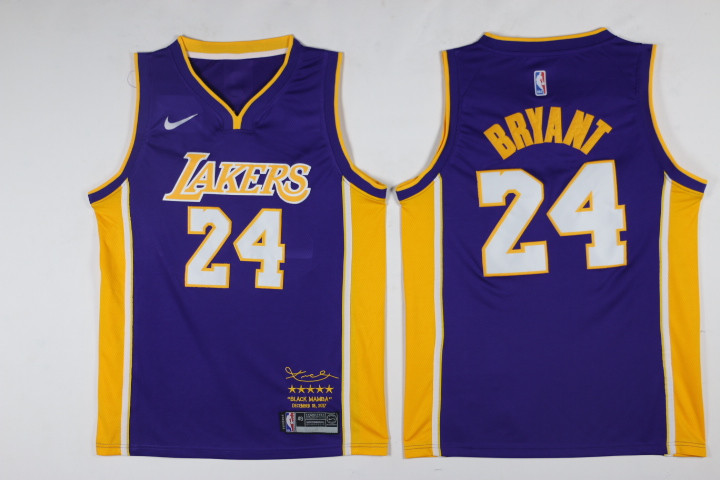 Lakers 24 kobe Bryant Purple Black Mamba Nike Swingman Jersey - Click Image to Close