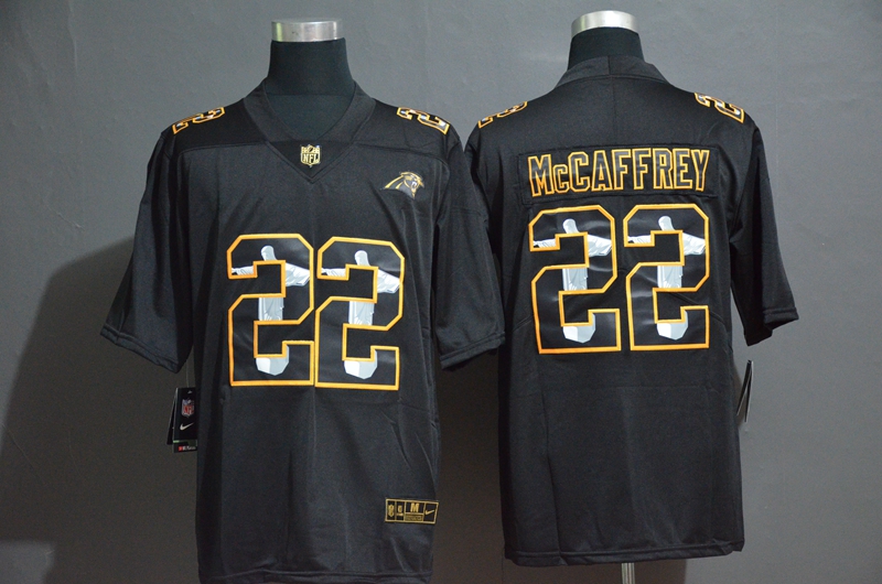 Nike Panthers 22 Christian McCaffrey Black Jesus Faith Edition Limited Jersey - Click Image to Close