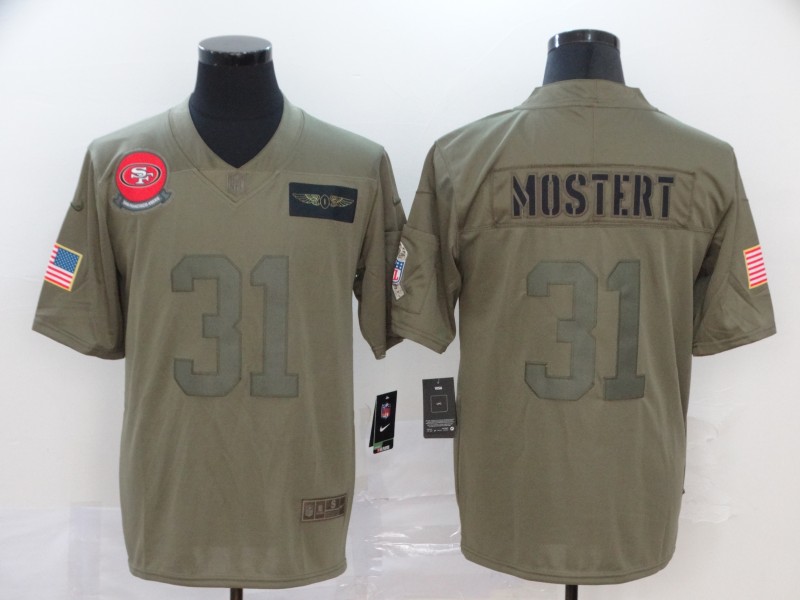 Nike 49ers 31 Raheem Mostert Olive Salute To Service Limited Jersey - Click Image to Close