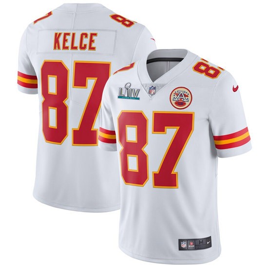 Nike Chiefs 87 Travis Kelce White 2020 Super Bowl LIV Vapor Untouchable Limited Jersey